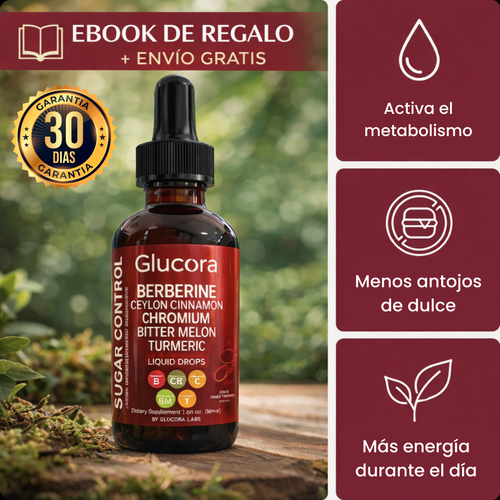 Suplemento Glucora™ de Mi tienda para ayudar a perder peso que no baja, con ingredientes naturales y efectivos.